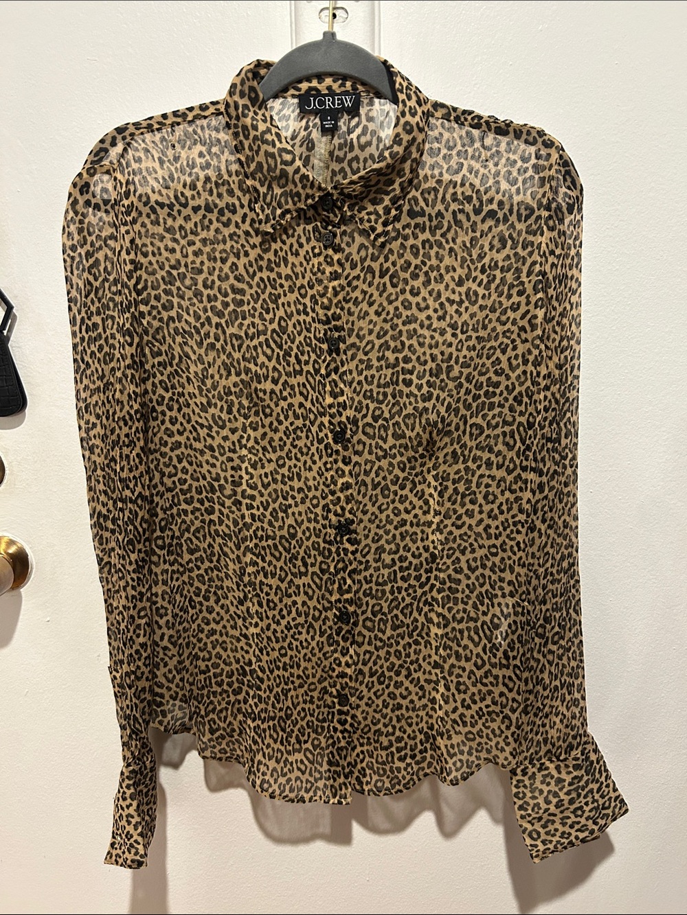 J.Crew Sheer Leopard Shirt size 8